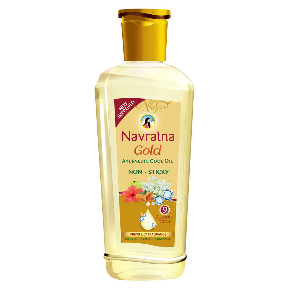 Navratna Gold Ayurvedic Cool Oil | Goodness of Almonds | Non-Sticky and Fresh Lily Fragrance