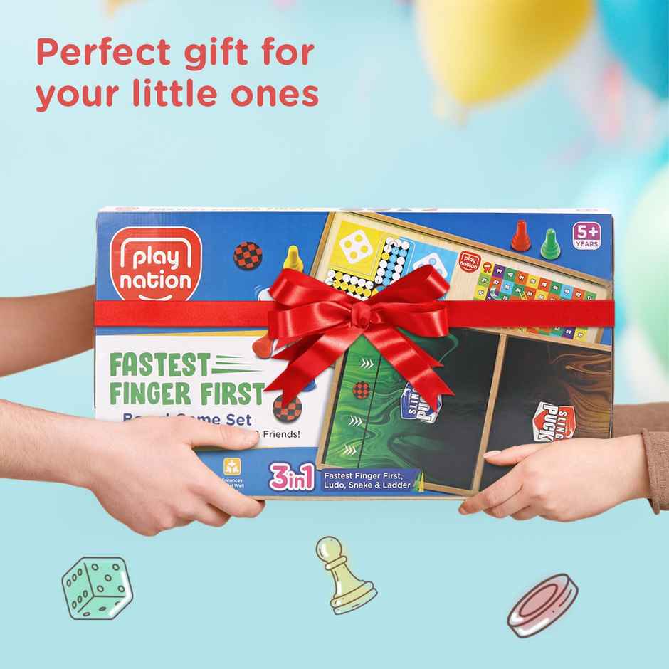 Play Nation 3 in 1 Board Game with Ludo, Slides & Ladders and Sling Puck