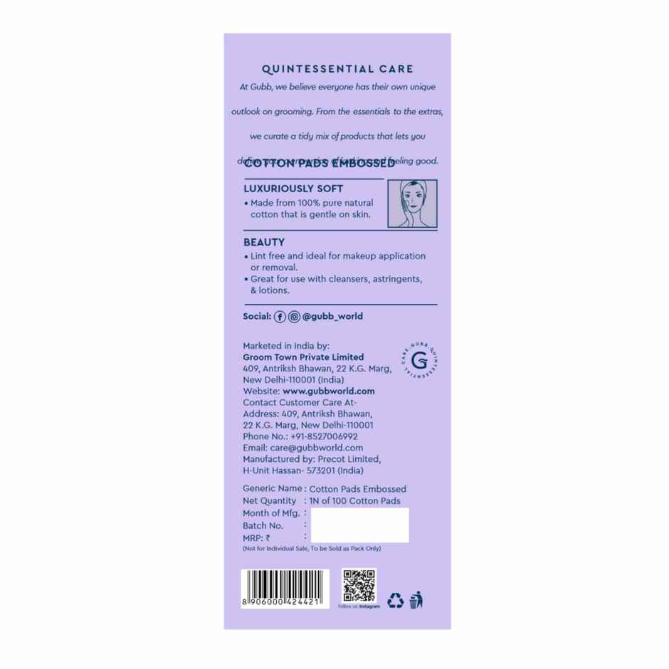 Gubb Embossed Cotton Pads 100S