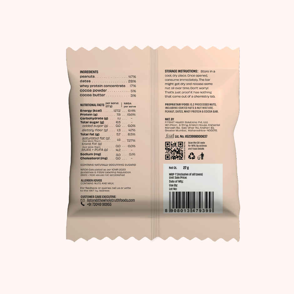 The Whole Truth Peanut Cocoa Mini Protein Bar No Sugar