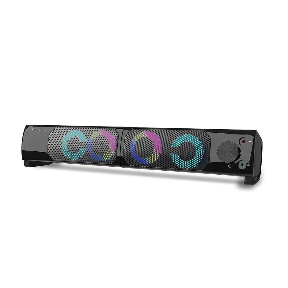 Zebronics Wonder Bar 10 W Soundbar 10 Usb Powered 2.0 Computer Speaker, wired With Rgb Lights - Black