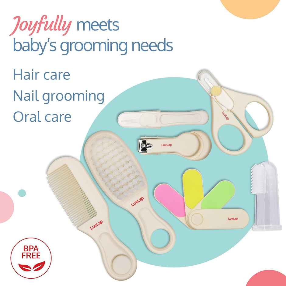 LuvLap 7 in 1 Baby Oral Care & Hair Grooming set, for New Born Baby