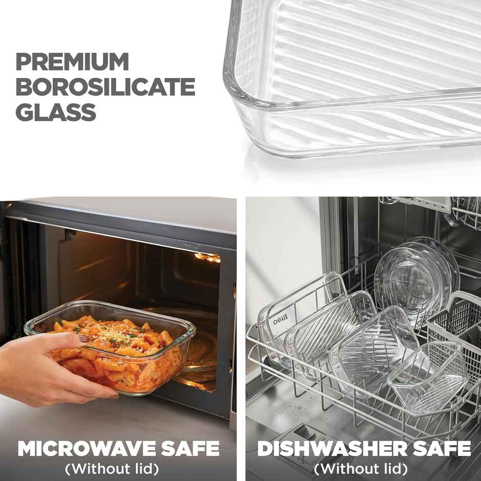 Treo by Milton Nutri Glass Food Storage Containers Set With Lids | Microwave Safe | Purple