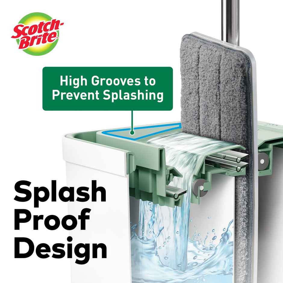 Scotch-Brite Handsfree Mop with Bucket - Premium Compact Bucket Mop with 1 Additional Refill