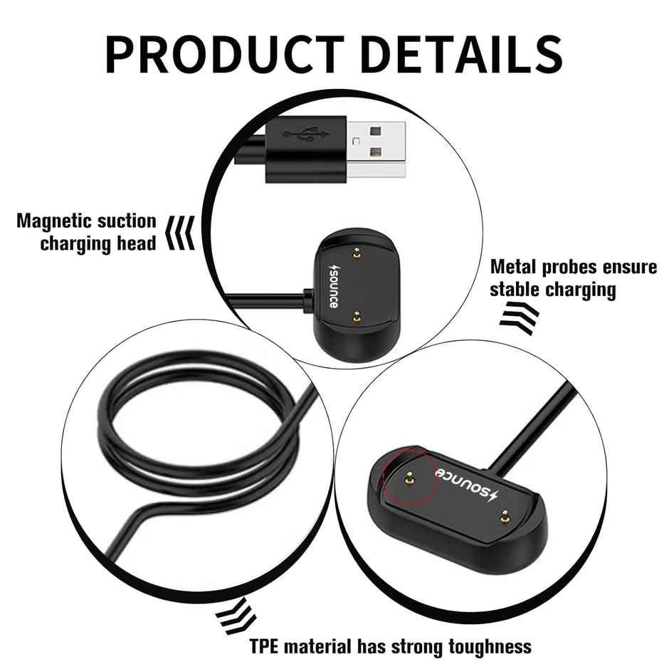 Sounce USB Charging Cable Compatible for Amazfit GTR 2, GTR 2e, GTR 2 e SIM, GTS 2 Mini, GTS 2e, GTS 2, BIP U, BIP U Pro, Pop Pro