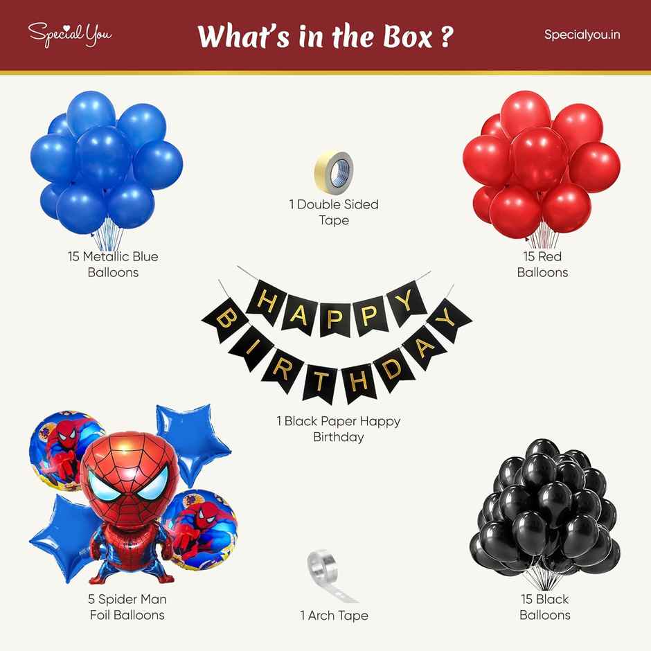 Spiderman Theme Birthday Decor With Foil Balloon Set | Special You