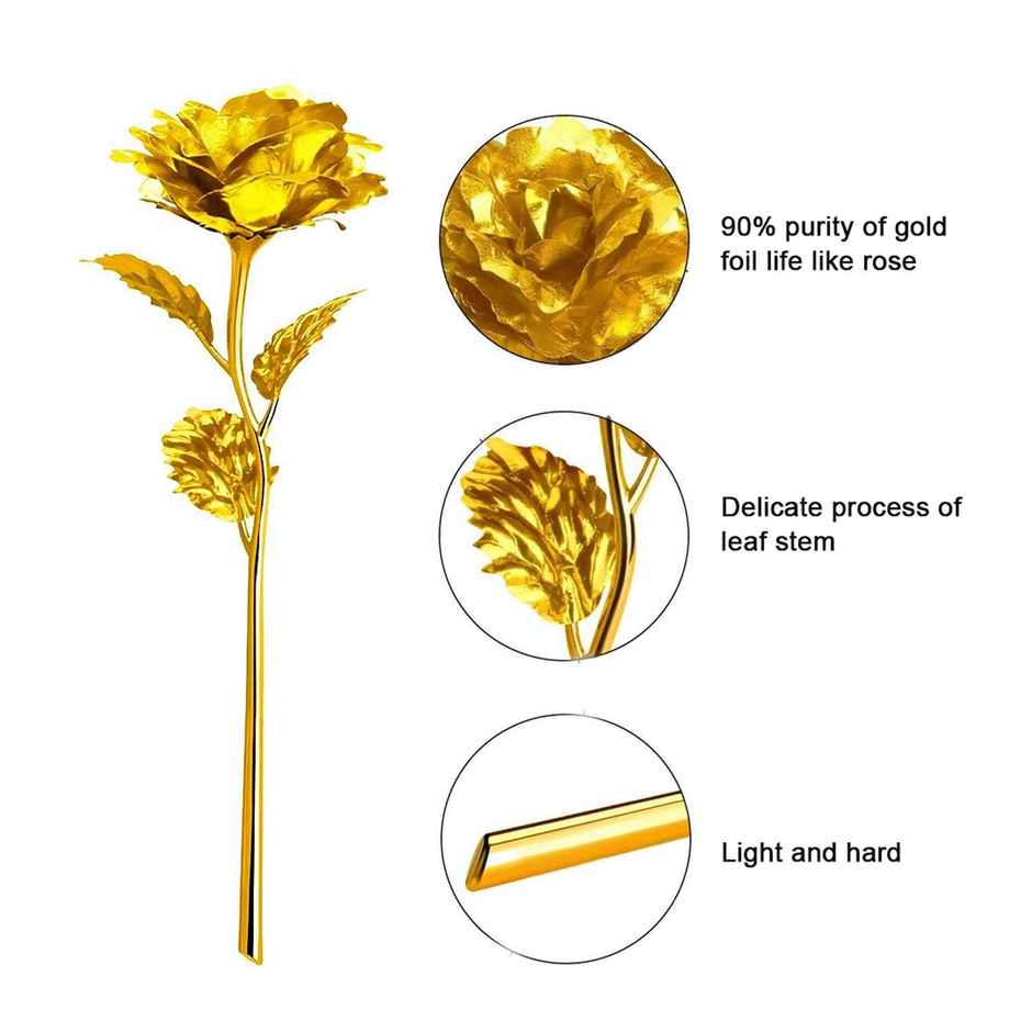 Gold Plated Artificial Rose Flower | Teachers Day Special | Party Propz