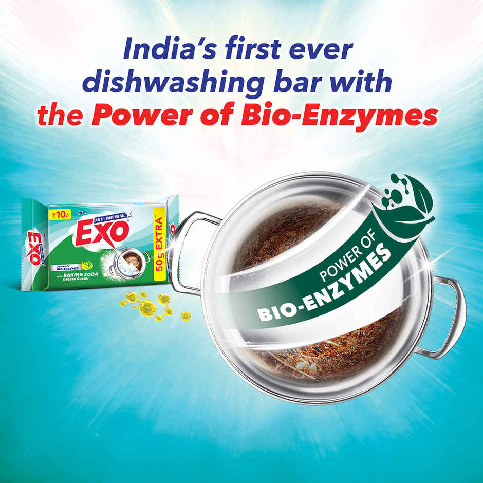 Exo Anti Bacterial Dishwash Bar | Baking Soda for Grease Buster & Power of Bio-Enzymes