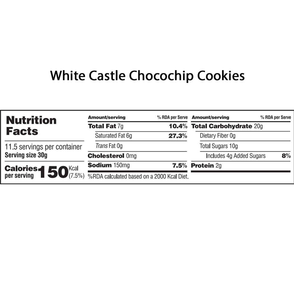 White Castle Chocochip Cookies