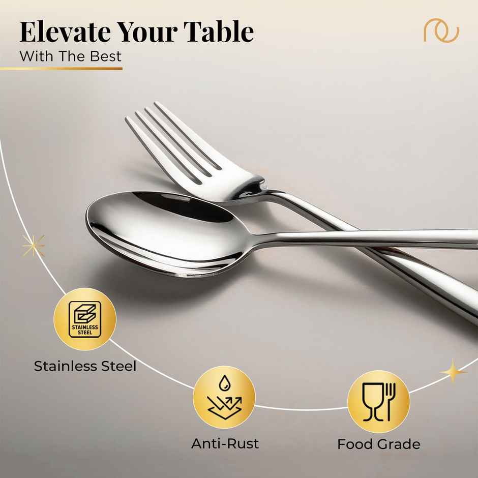 Frenchware Stainless Steel Cutlery Set of 12 - 6 Spoons, 6 Forks, Rust-free, Perfect for Gifting