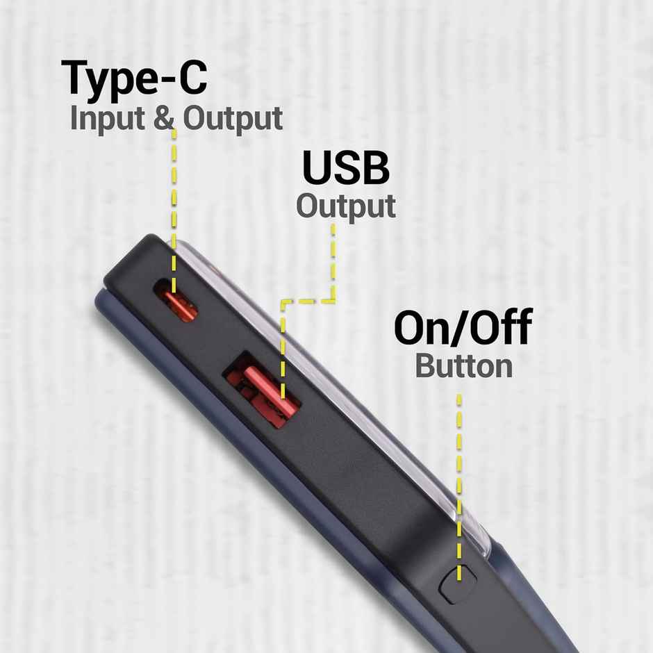 Zebronics MW65 Wireless Power Bank, 10K mAh, Rapid Charge (Greyish Blue)