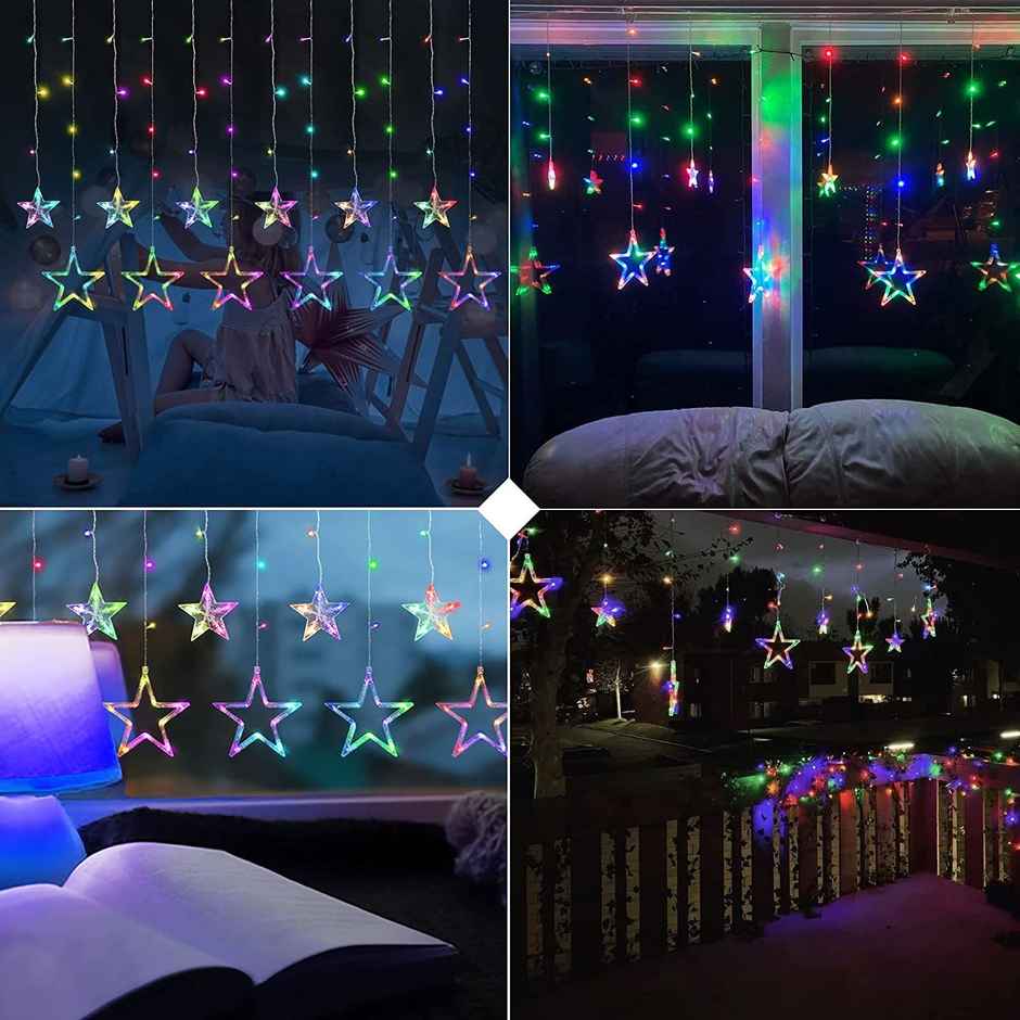 Quace 12 Star Curtain Light Multi Color