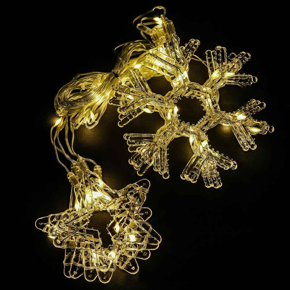 Lexton Decorative Curtain SMD LED Light | 5 Star & 5 Snowflake|8 Flickering Mode Pack-1 WarmWhite