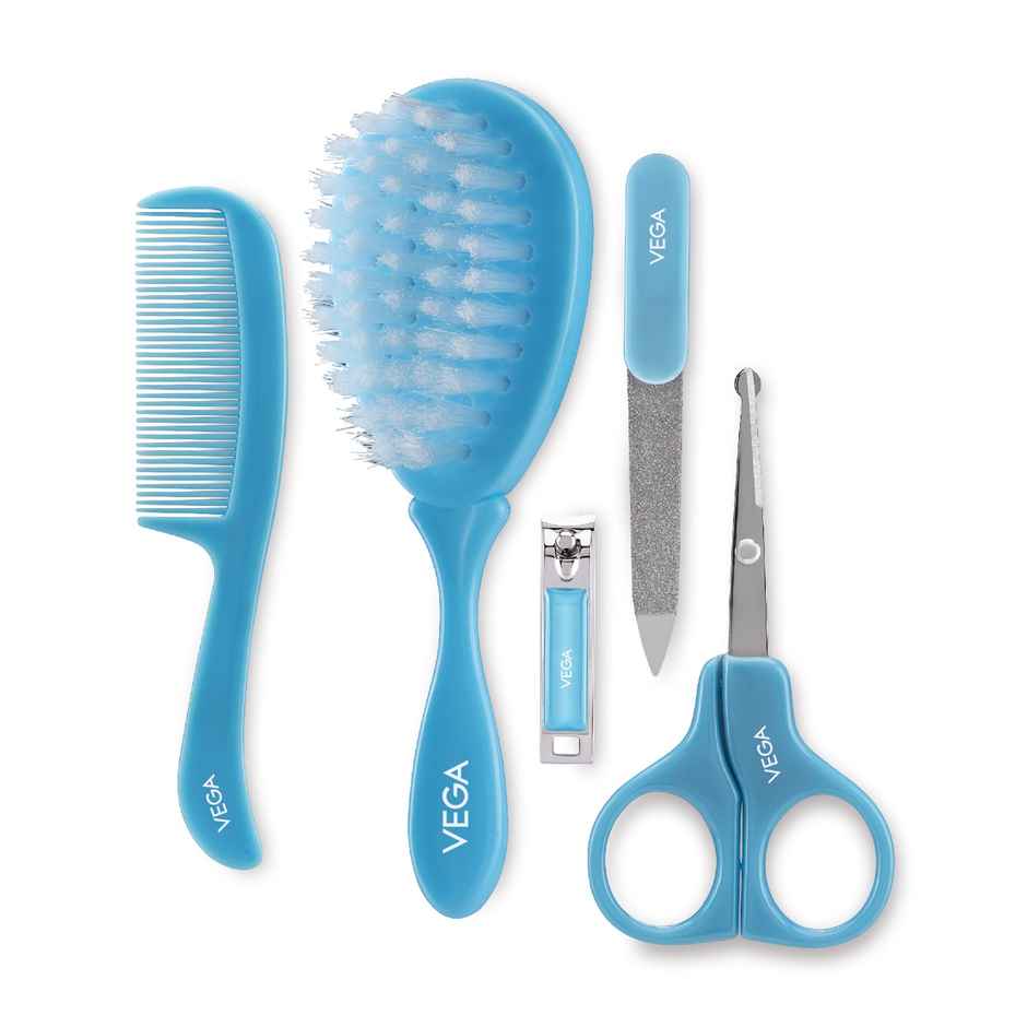 Vega Baby & Mom 5-In-1 Grooming Kit - Blue- Bpa Free| Gentle, Safe & Hygienic | Vbga3-03