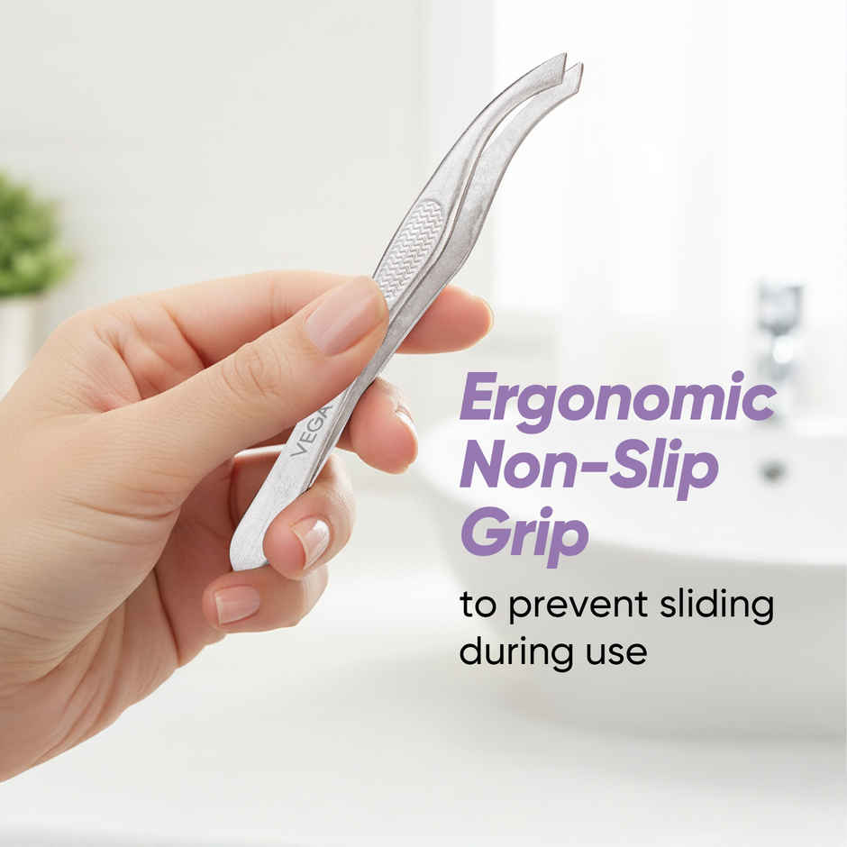 VEGA Tweezer - Slant Tip | Silver | (Tw-03)