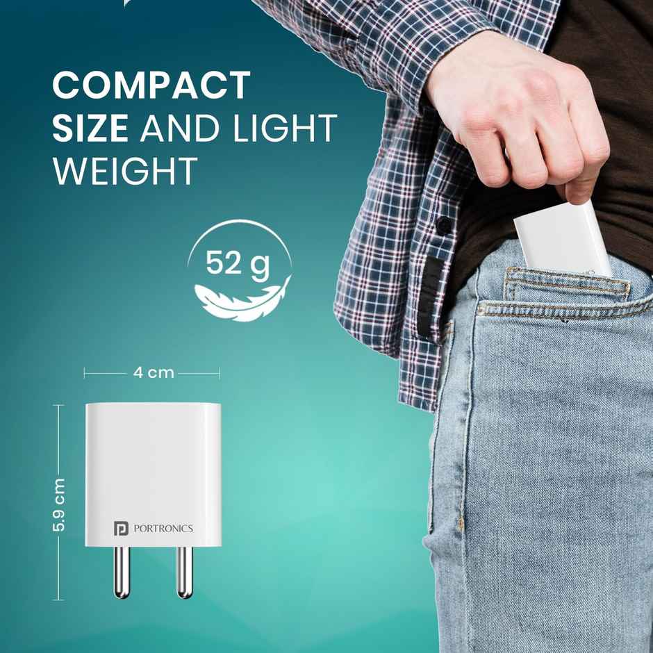 Portronics Adapto 25 Plus 25W PD Mobile Charger | GaN | iPhone/Samsung/Other Type C Devices