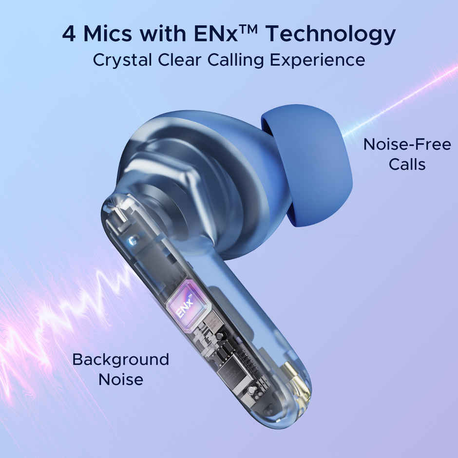 boAt Airdopes 191 ANC TWS Earbuds with mic,32dB ANC, Ambient Mode, 60HRS Battery, 4Mics ENx, in-Ear Detection, IWP Tech, Fast Charge, v5.3 Bluetooth Earbuds - Pellucid Blue