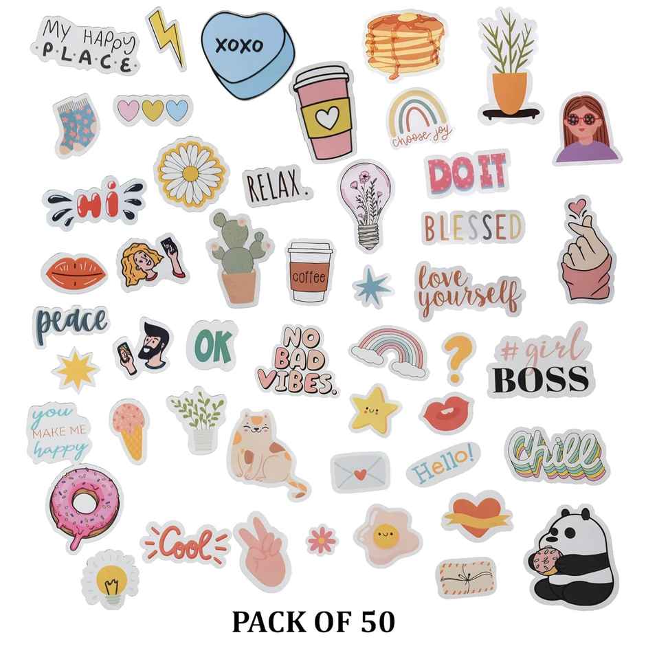 Papboo Reusable Waterproof Vinyl Stickers (Peace Pack Of 50)