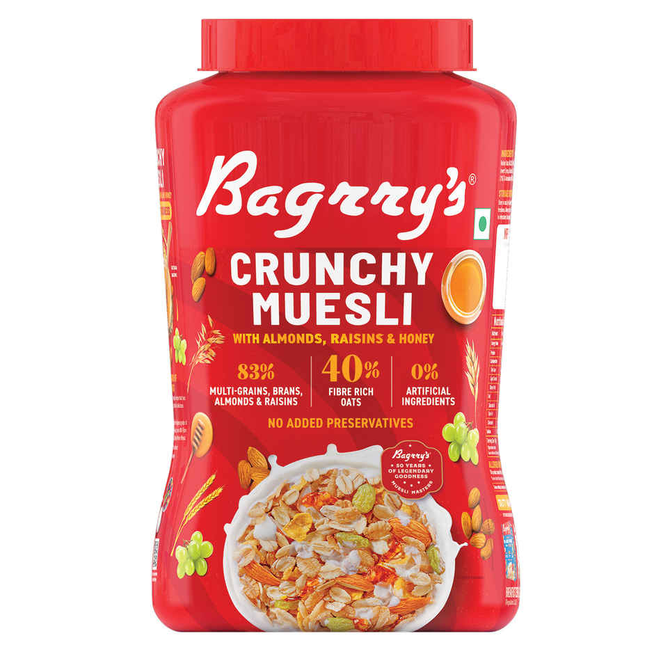 Bagrry's Crunchy Muesli with Almonds, Raisins & Honey(40% Oat Clusters)
