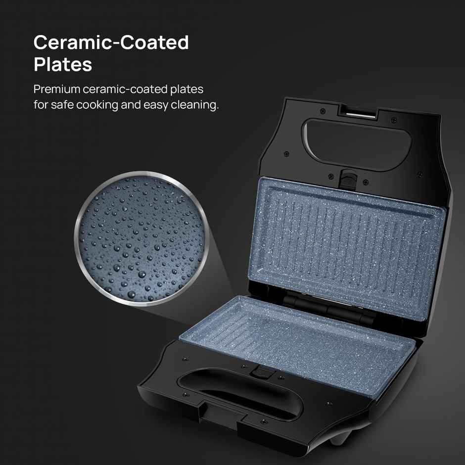 Wipro Elato Bs302 800 Watt 3-In-1 Detachable Sandwich Maker, Black