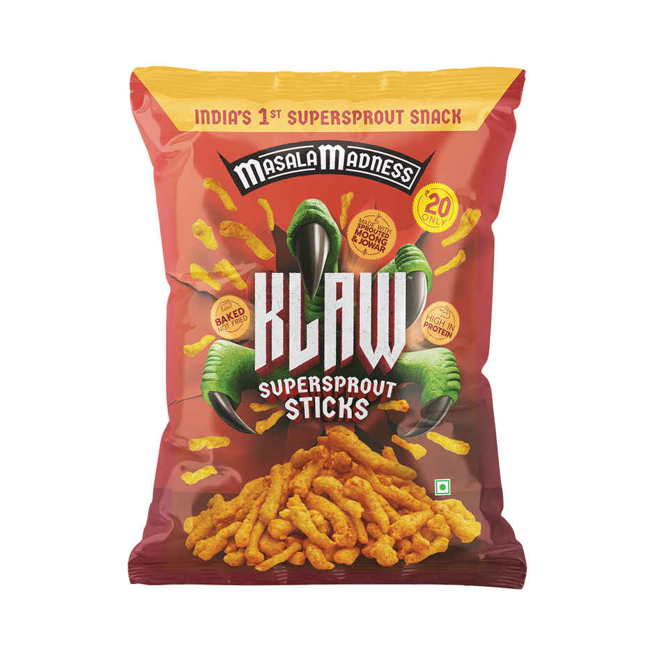 Klaw Masala Madness | Sprouted Moong & Jowar Sticks | Baked | No Palm Oil | High Protein