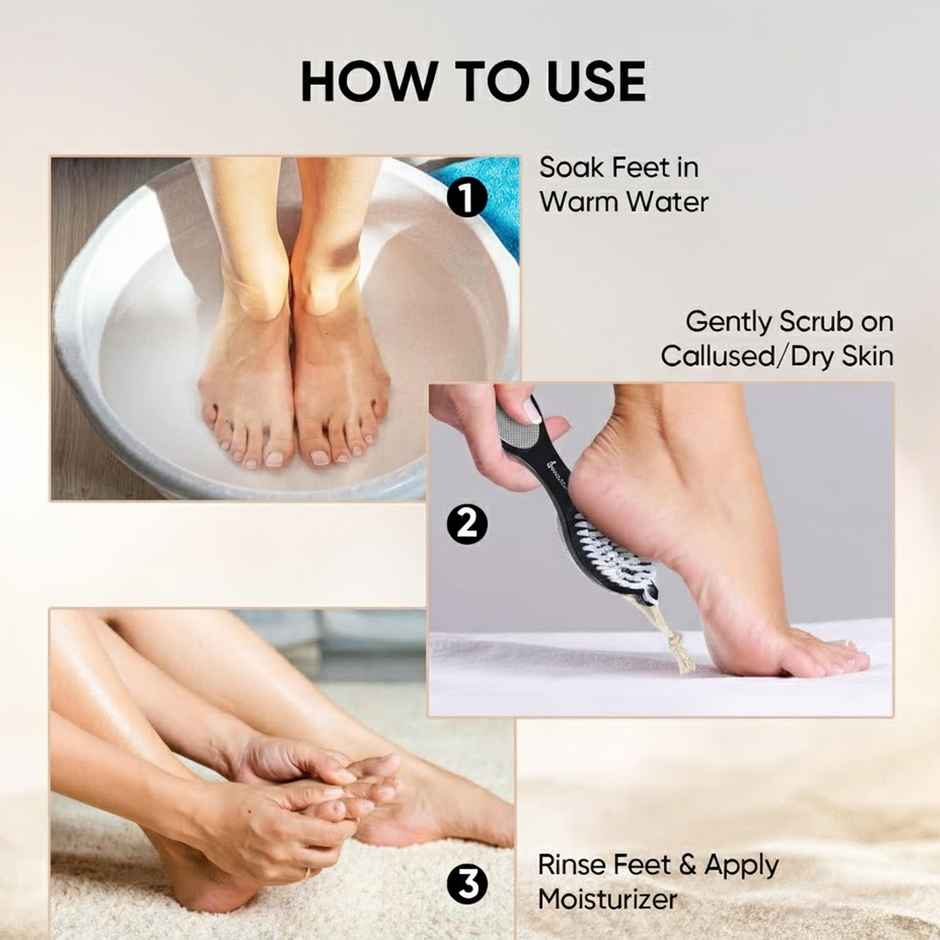 Midazzle 4in1 Foot Filer Pedicure Brush, Pumice Stone, Scrubber | Assorted | MIFF5202