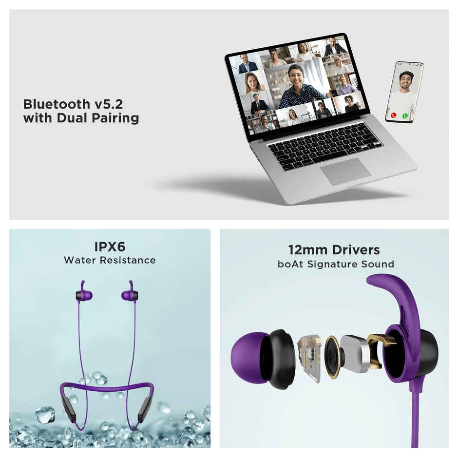 boAt Rockerz 255 Neo Bluetooth Wireless in Ear Earphones with Mic with Enx- Tech(Purple Haze)
