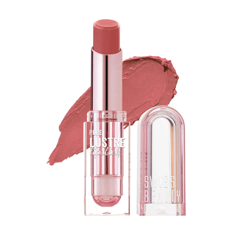 Swiss Beauty Pure Lustre Lipstick | High Shine Finish | Smooth Glide | 04 It's Bare