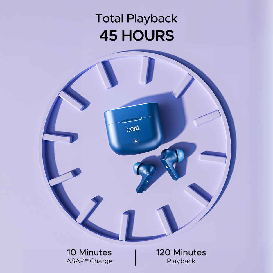 boAt Airdopes 91 TWS Earbuds with mic, 45HRS Battery, 50ms Low Latency, ENx Tech, Fast Charge, IPX4, IWP Tech, v5.3 Bluetooth Earbuds - Starry Blue