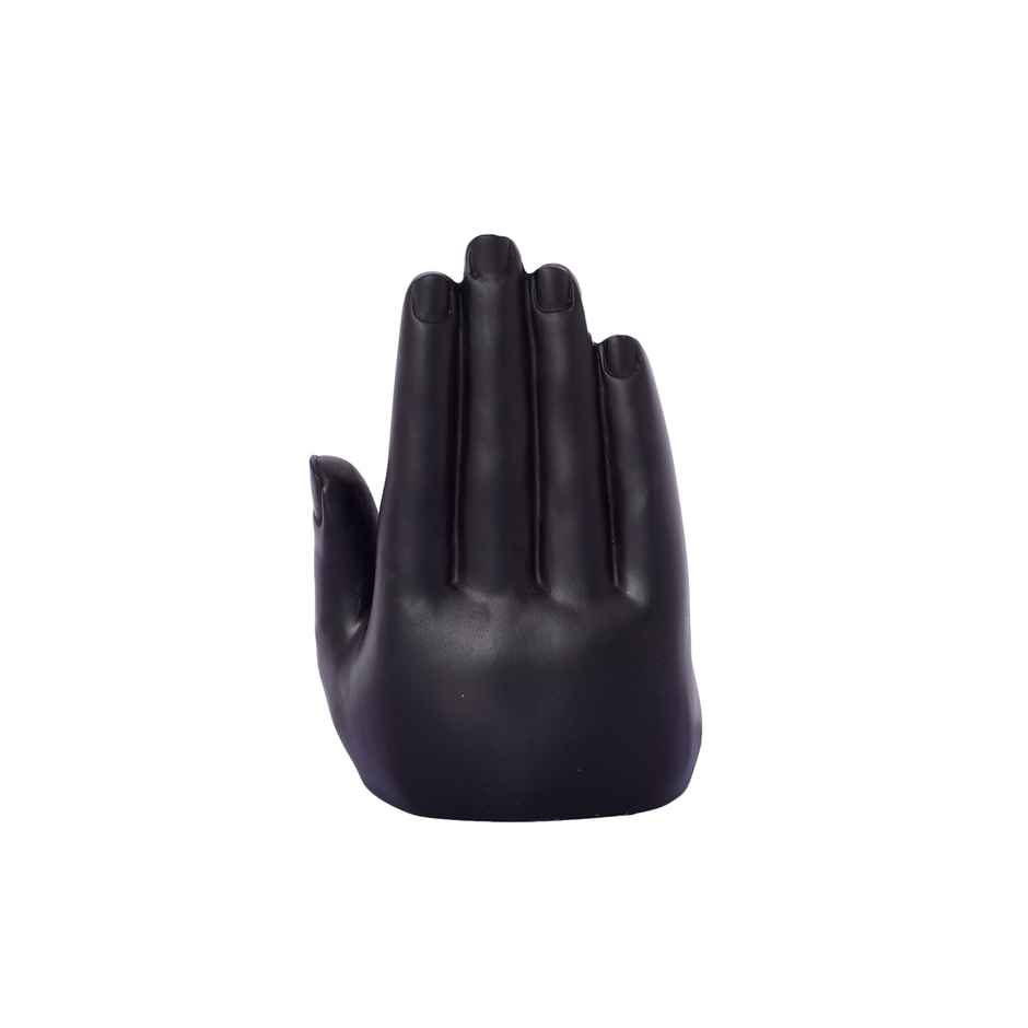 eCraftIndia Elegant Black and Golden Resin Handcrafted Palm Buddha Statue