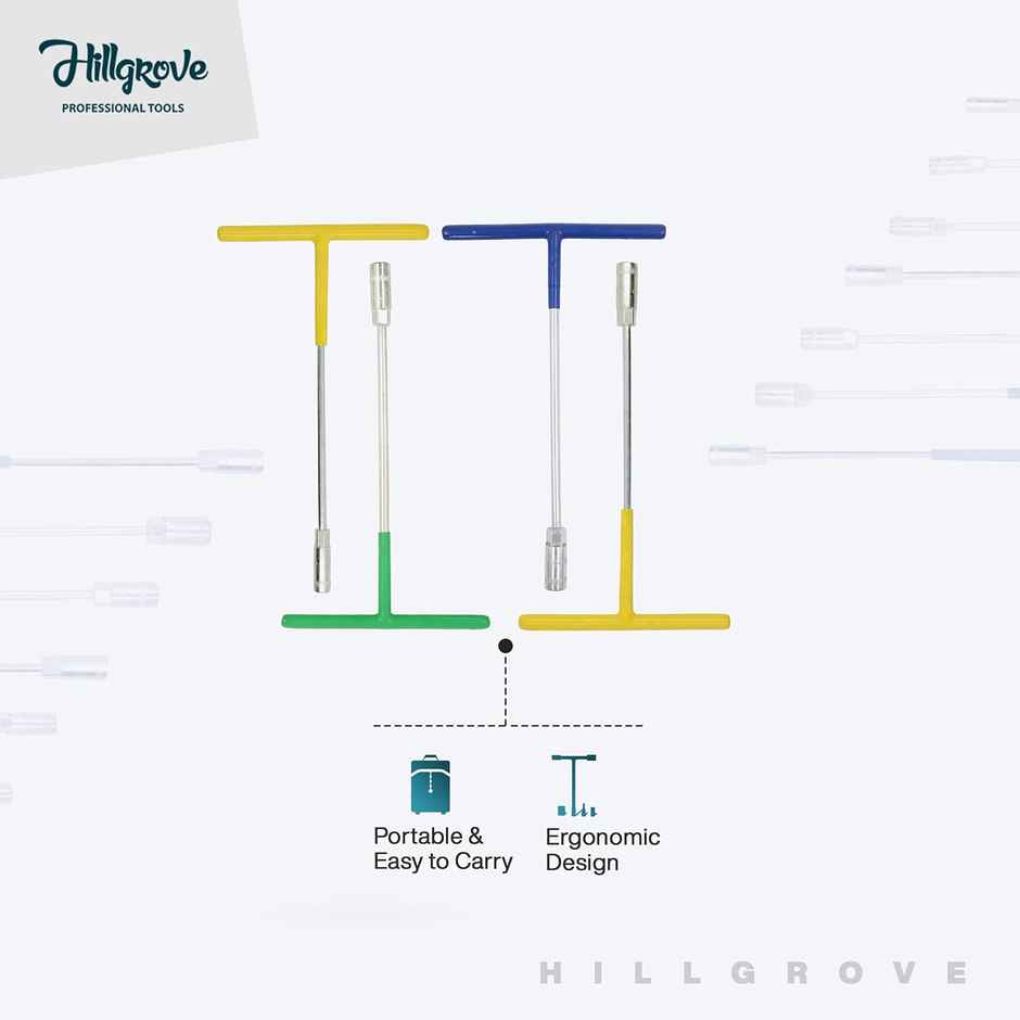 Hillgrove Hzp132M1 4 pcs Hex T-Handle Socket Spanner Wrench Set For Automobiles/Bike/Car Repair Kit