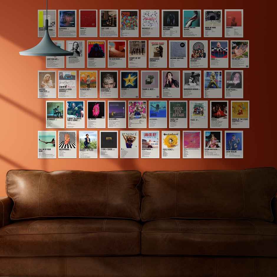 Paper Plane Design Rock Band Music Wall Posters Collage Pack of 50 (4 Inch X 6 Inch) D40