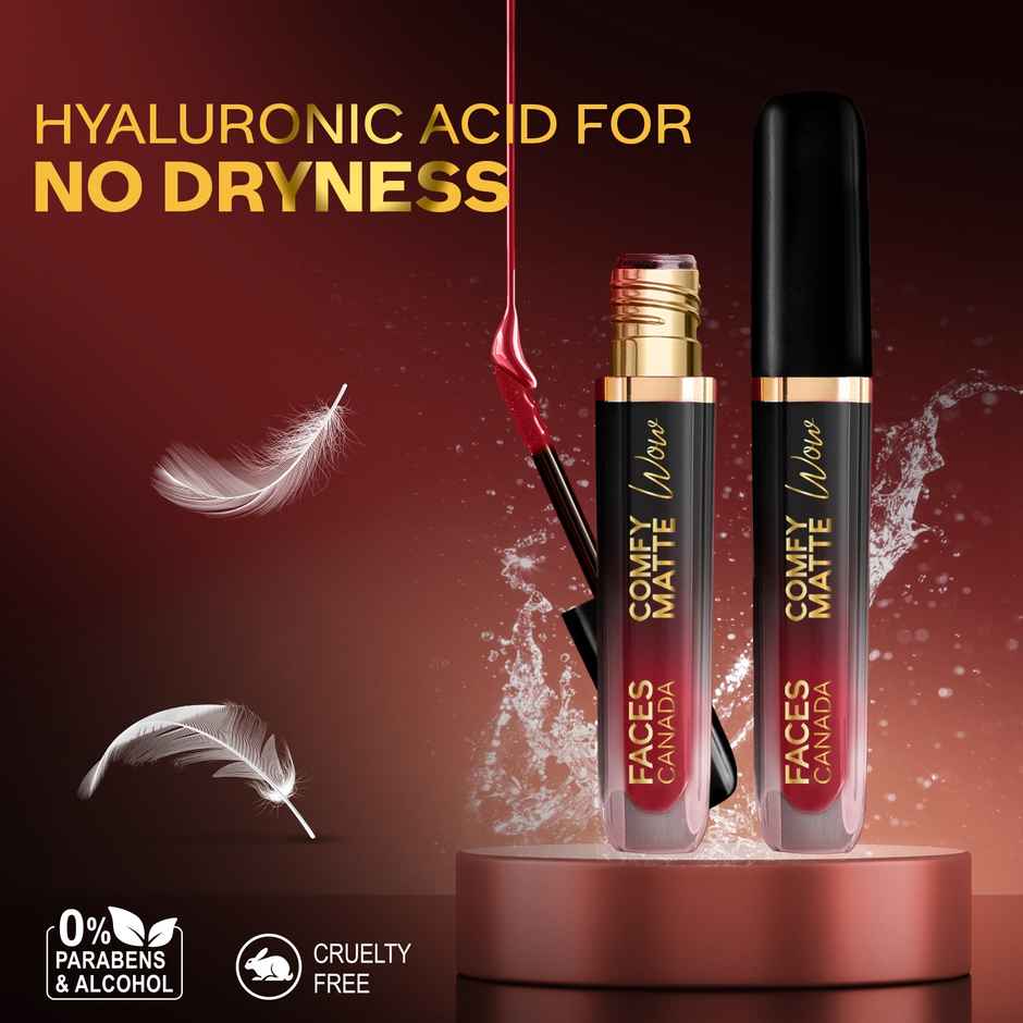 Faces Canada Comfy Matte Wow Liquid Lipstick | Maroon Maven 05 | One Swipe Application