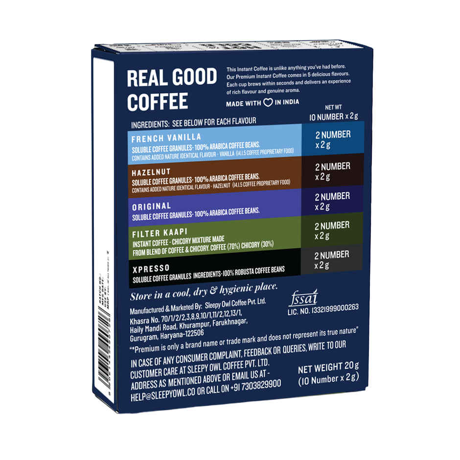 Sleepy Owl Assorted Premium Instant Coffee | Sachet