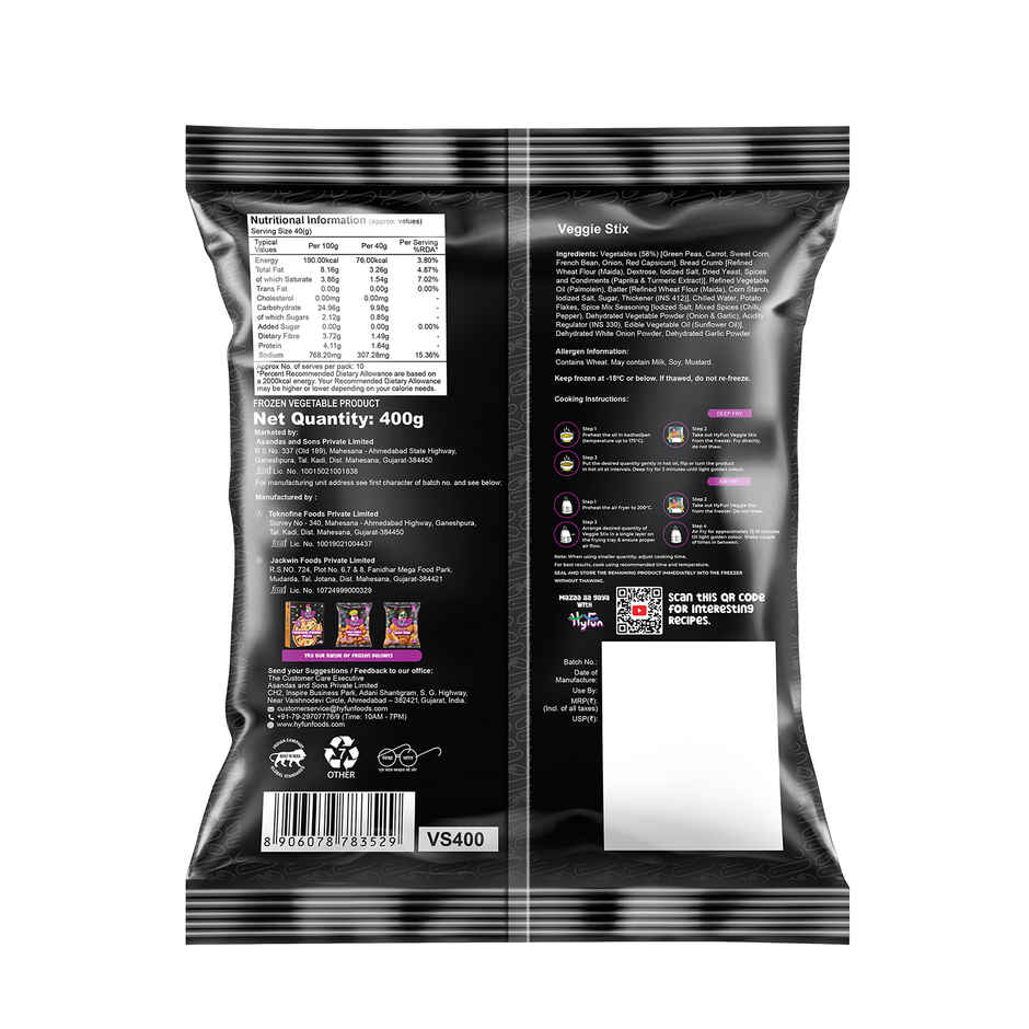 HyFun Veggie Stix, Tasty & Wholesome, Veg Snack | Frozen