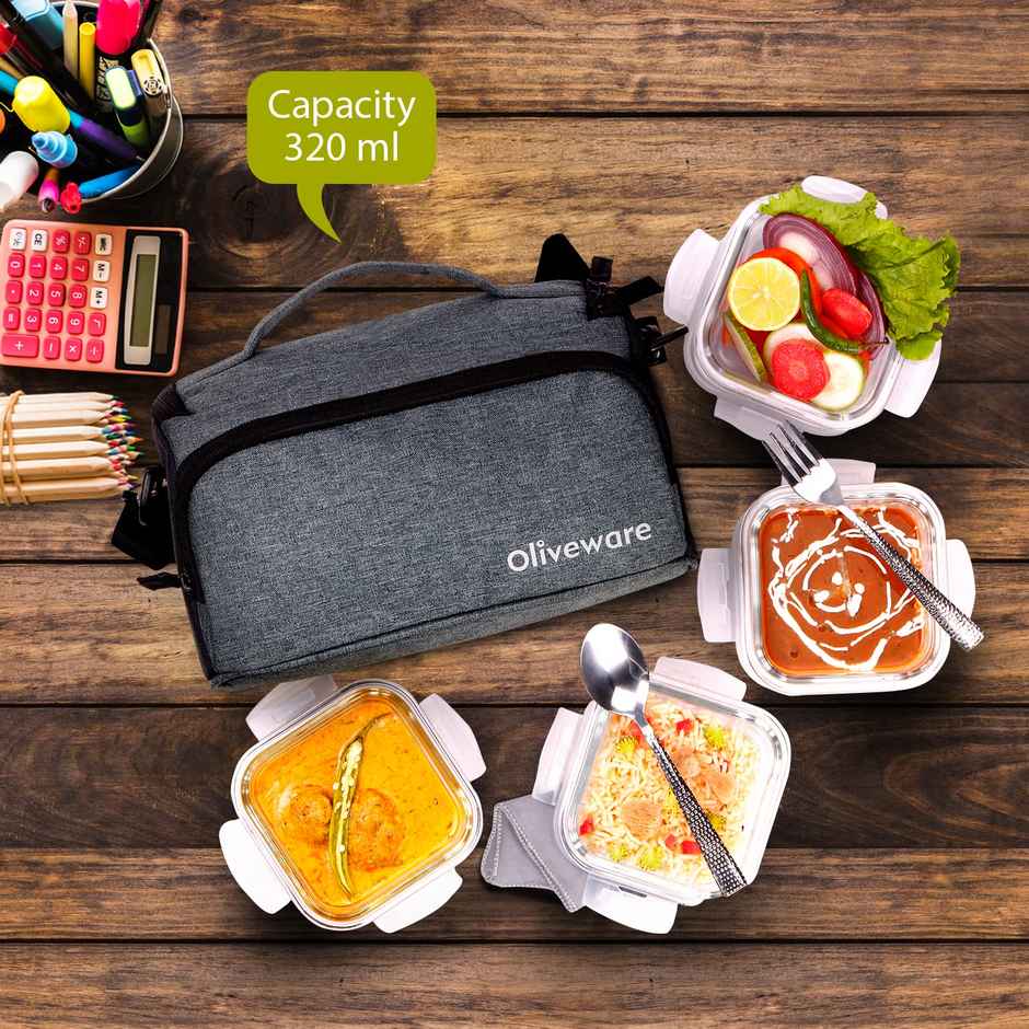 Oliveware Elite Glassware Sqaure Lunchbox - Grey