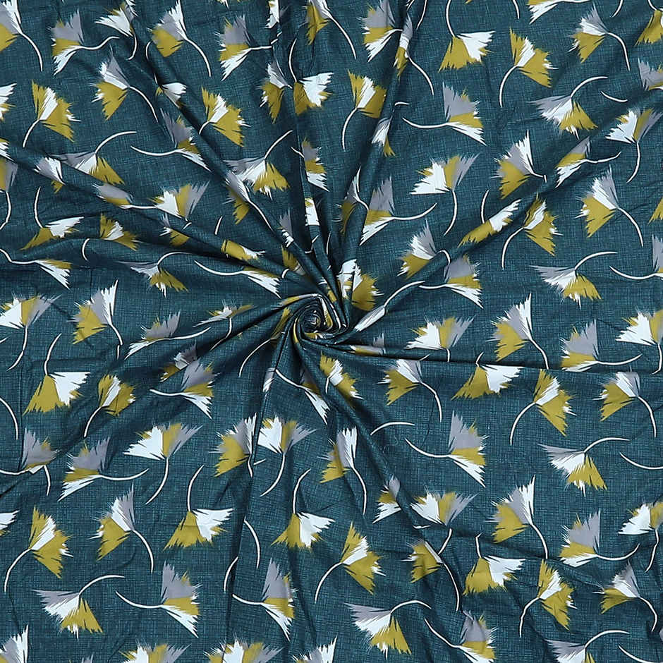 Status Double Microfibre Floral Bedsheet | Teal | 87 x 94 in