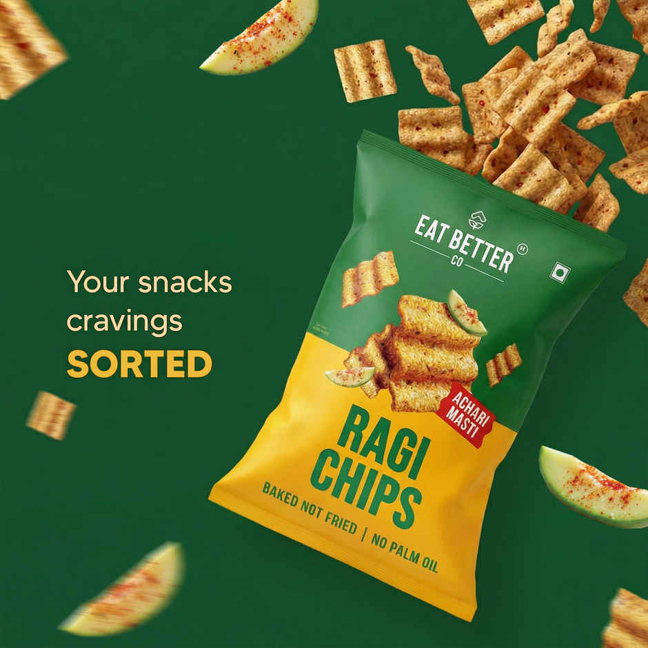 Eat Better Co Ragi Chips | Achari Masti | Roasted | No Palm Oil