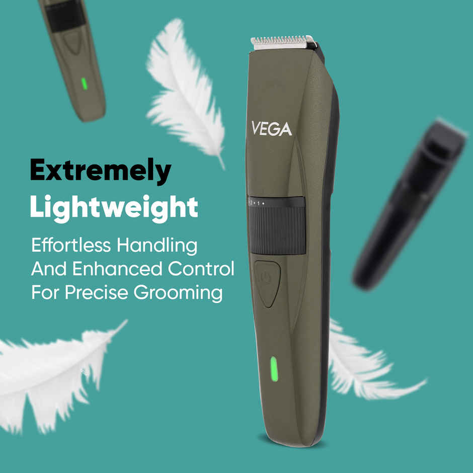 Vega P1 Battery Powered Beard Trimmer for Men, USB C Type, 160 mins Runtime 2 Beard Comb (VHTH-25)
