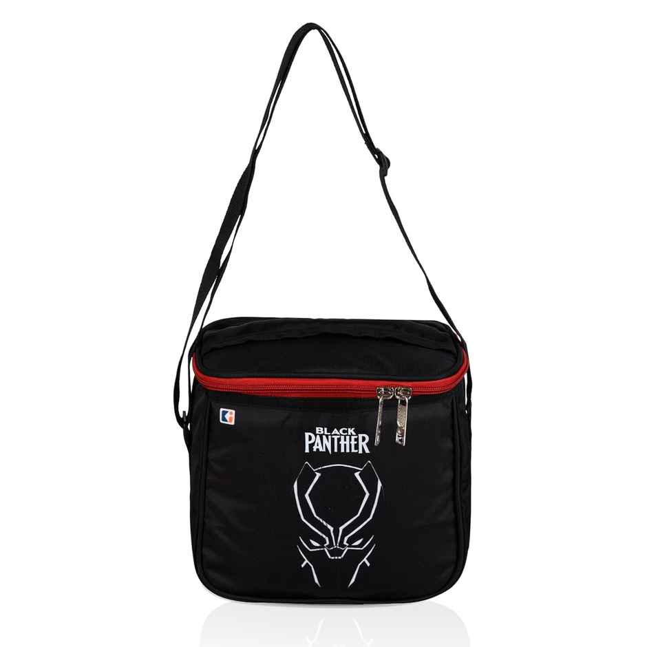 Kuber Industries Rexine Marvel Black Panther Lunch Bag for School with Handle|Black