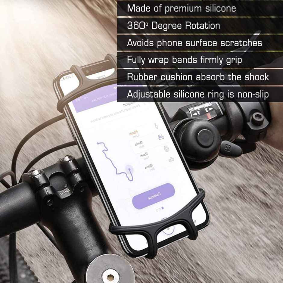 Strauss Silicon Mobile Phone Holder With 360 Degree Rotation | Black