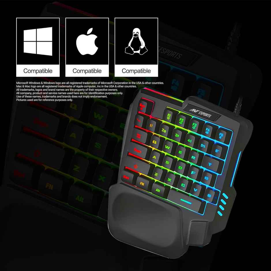 Ant Esports Mk1001 One Handed Gaming Keyboard Rgb Backlit 35 Keys Portable Mini Gaming Keypad