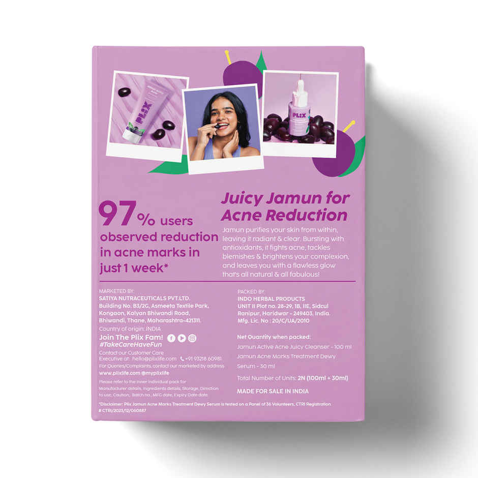 Plix The Plant Fix Jamun Face Wash and Active Acne Serum Combo For Active Acne & Oil Control