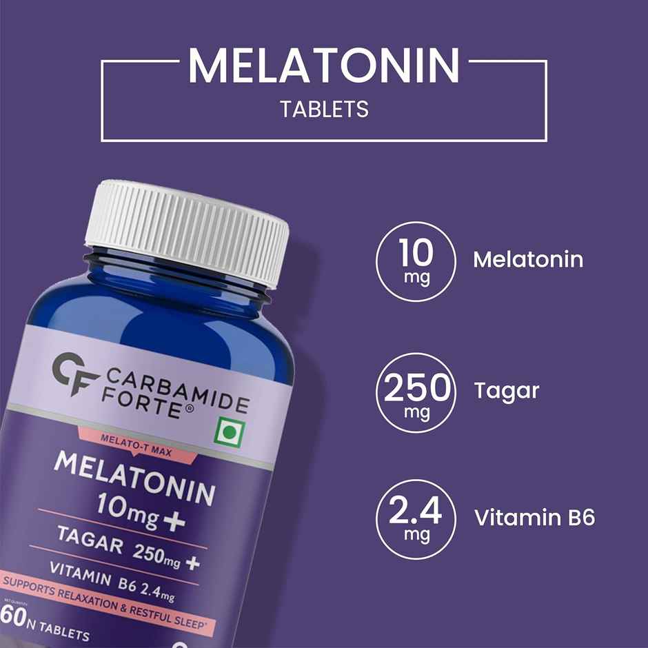 Carbamide Forte Melatonin 10 mg Sleeping Pills with Tagar 250 mg 60 Veg Tablets.