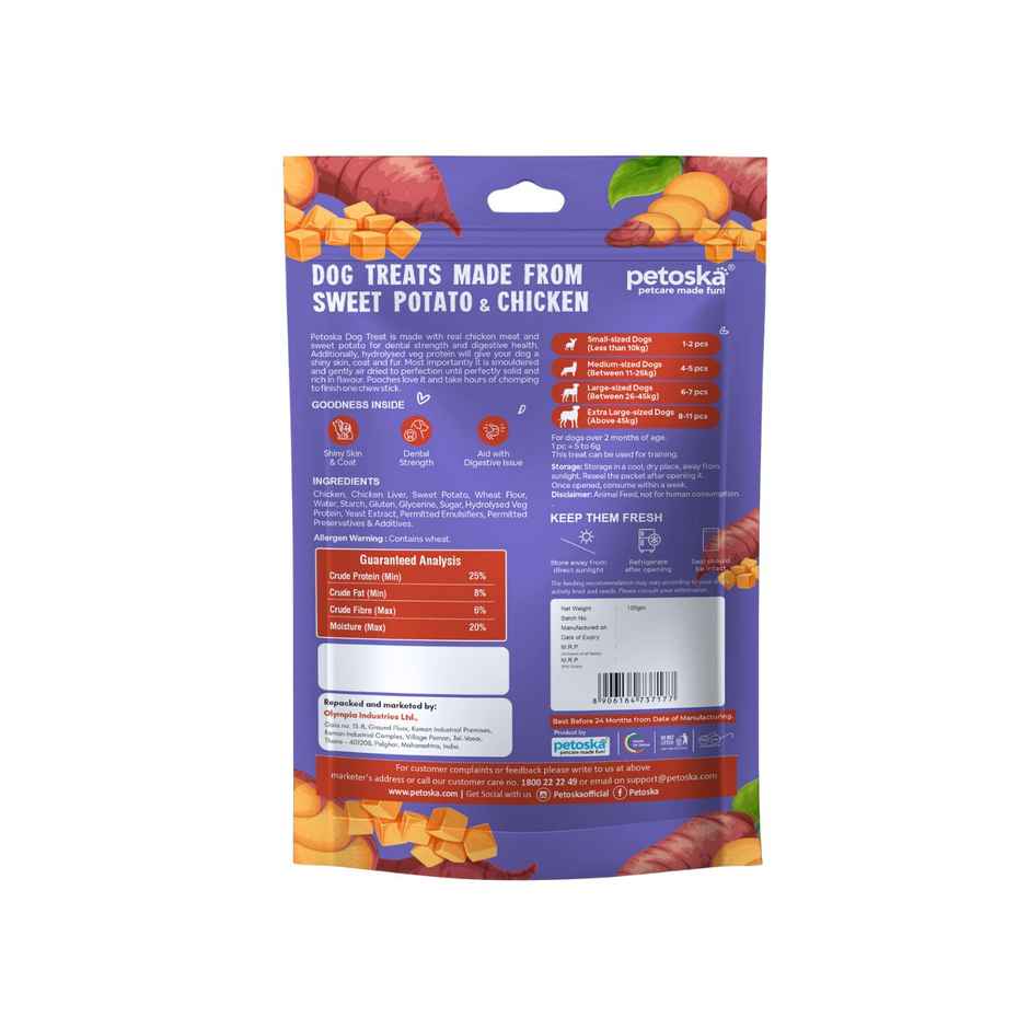 Petoska Dog Treats Sweet Potato Chicken Sticks