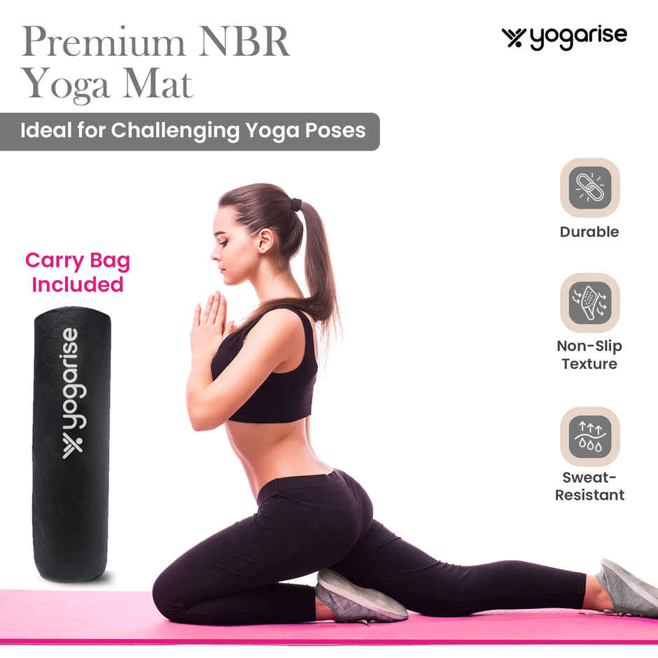 Yogarise 13mm NBR Yogamat with Bag, Pink
