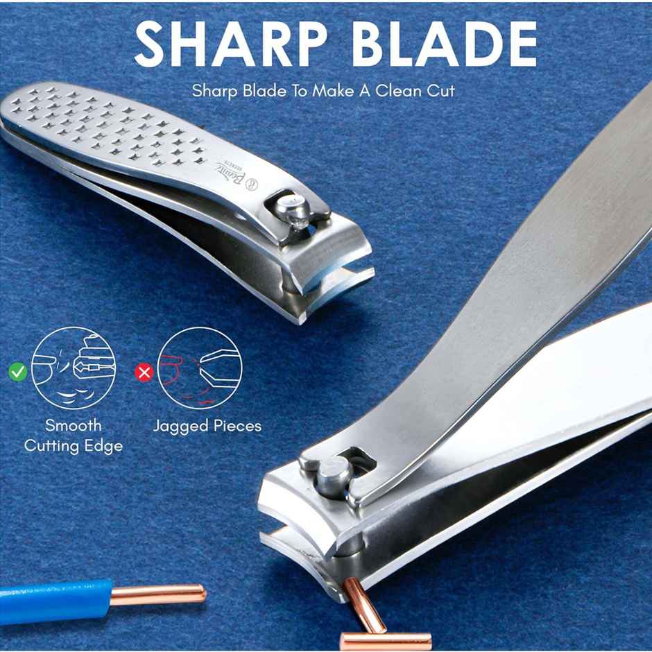 Beaute Secrets Professional Nail Clipper with Curved Blade for Trimming Grooming Silver