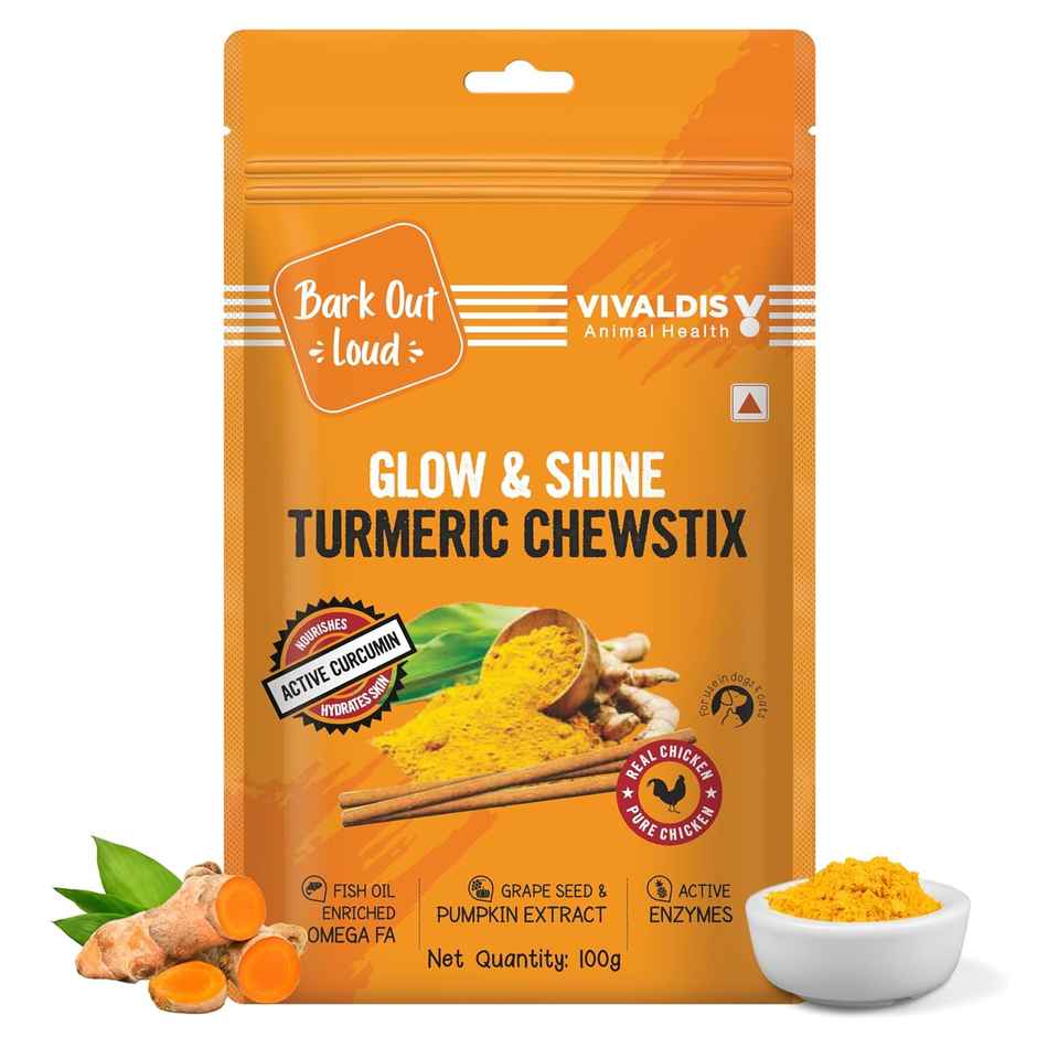 Bark Out Loud Dog Treats - Turmeric Chewstix with Fresh Chicken, Pumpkin & Grape Seed Extract