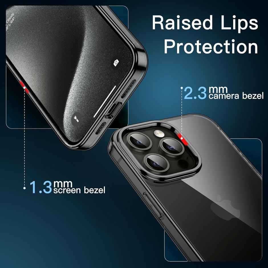 ExpressB For iPhone 16 Pro Max Case Cover Clear Transparent | Thin Soft Back - Clear Black