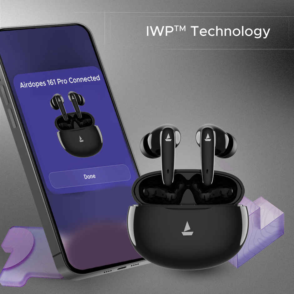 boAt Airdopes 161 Pro TWS Earbuds w/ 50H Playtime, ASAP Charge & Multi-Point Connectivity (Sleek Black)